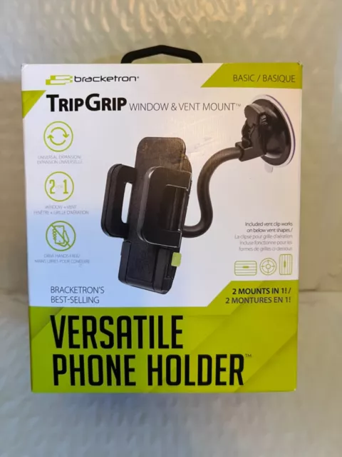 Bracketron - TripGrip Window & Vent Mount for Most Cell Phones - Black  NEW!!