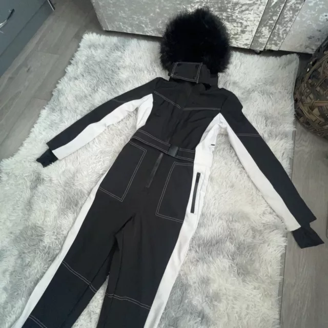 LADIES SIZE 10 Topshop Sno Ski Suit All In One Black And White