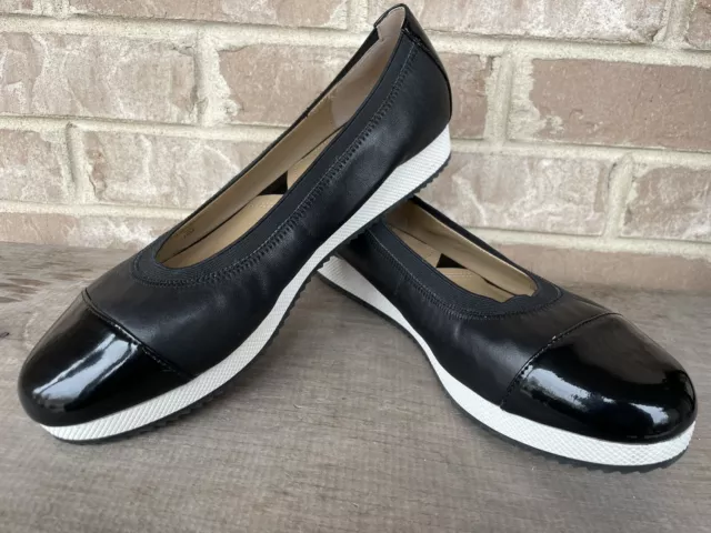 Adreienne Vittadini Gilsa Shoes Sz 10 Women's Leather Wedge Black Patent Toe