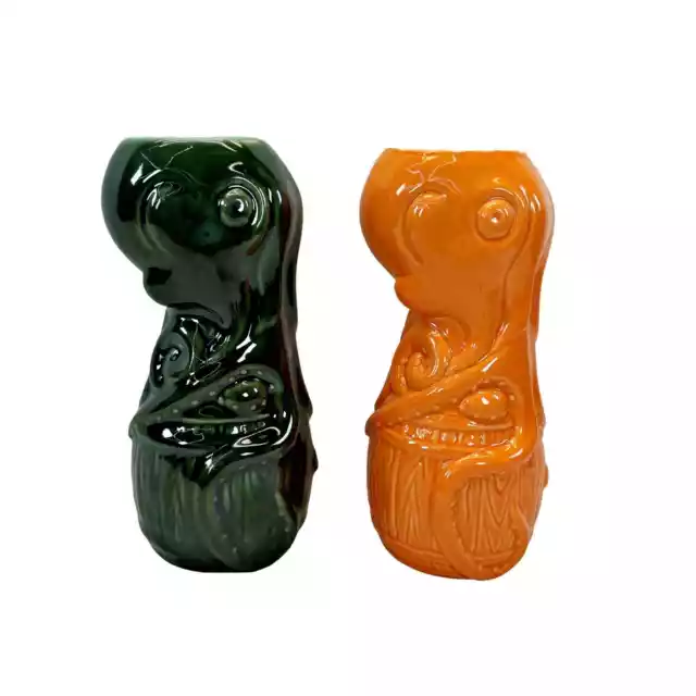 Grinder Adventure Art Tiki Mugs Lot 2 Octo Barrel Rum Munktiki Orange Green