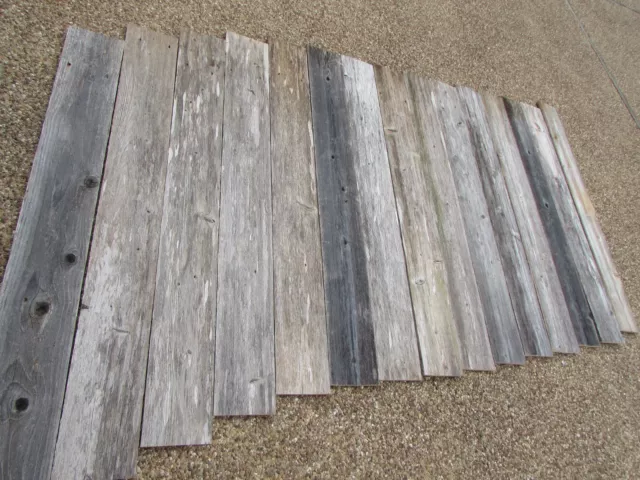 48" Weathered Barn Wood      5 Fence Boards Planks     Reclaimed Old Fence Wood