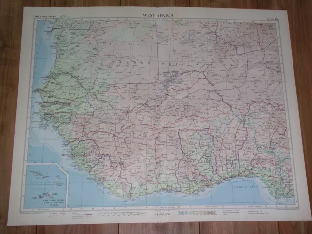 1956 Vintage Map Of Western French Africa Senegal Benin Ghana Guinea Mali Togo