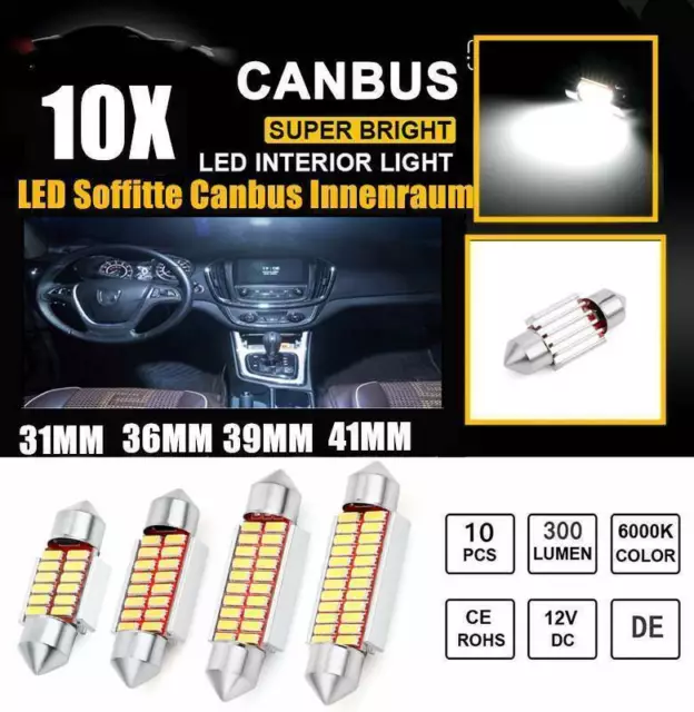 LED 12V COB SMD Soffitte 31/36 mm Weiß Innenraum Beleuchtung Auto KFZ  Lampen CE✅