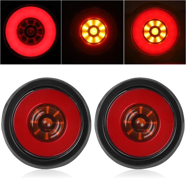 2x 12-24V 4" Round LED Tail Lights Trailer Truck Camper UTE Caravan Reverse Lamp
