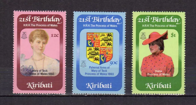 Kiribati 1982 Princesse de Galles série de 3 timbres MH /TE1382