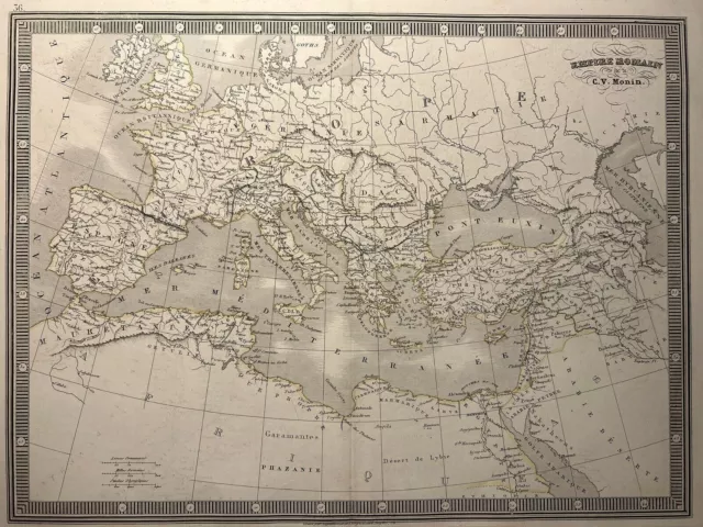 Mappa Antica 1847 100% Originale Incisione In Acciaio Impero Romano Stampa Rara