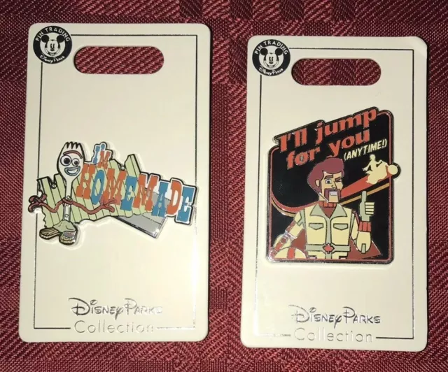 Disney Parks Toy Story 4 Duke Caboom I’ll Jump For You & Forky I’m Homemade Pins