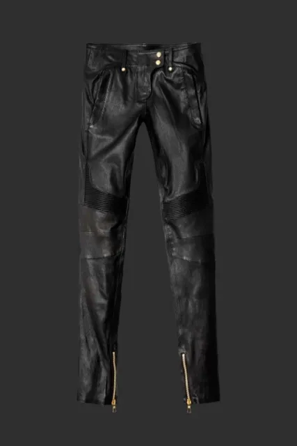 Balmain x HM Black NAPPA Leather Pants skinny Jeans Size 4 US