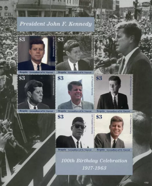 Bequia Gren of St Vincent 2017 MNH JFK John F Kennedy 100th 7v M/s II Stamps