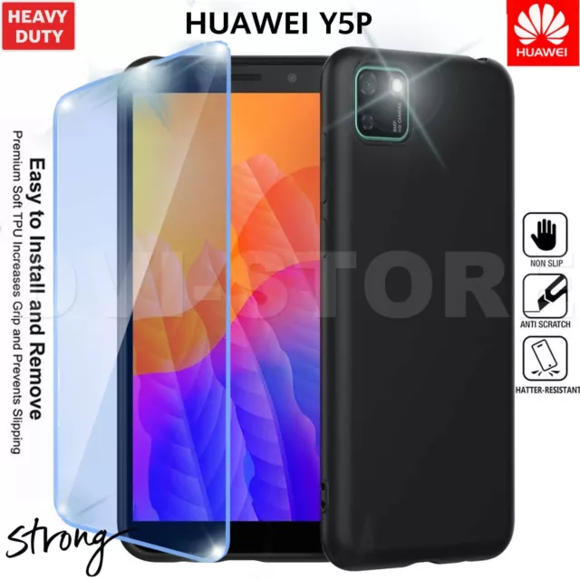 CUSTODIA per Huawei Y5P Cover tpu MATTE opaca + Pellicola VETRO TEMPERATO