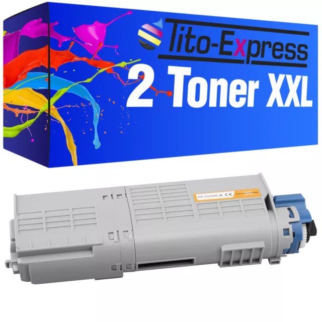 Laser Toner Kartuschen Toner Patronen PlatinumSerie 2x Black für OKI C532 C 532