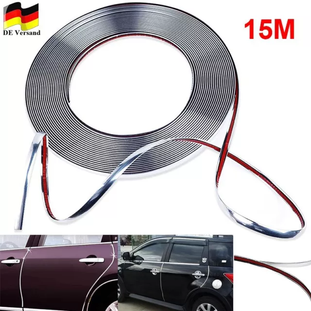 Zierleiste SCHWARZ CHROM 25mm x 8m selbstklebend universal Auto Schutz  Kontur