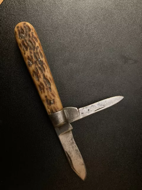 Vintage Keen Kutter Two Blade Pocket Knife K2288 Jigged Bone Handle EC Simmons