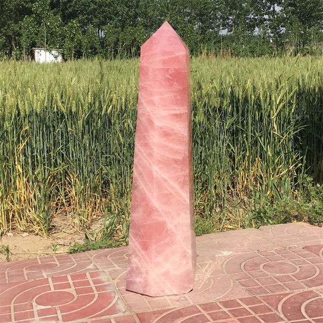 150LB Natural Rose Quartz Powder Crystal Obelisk high-quality wand point