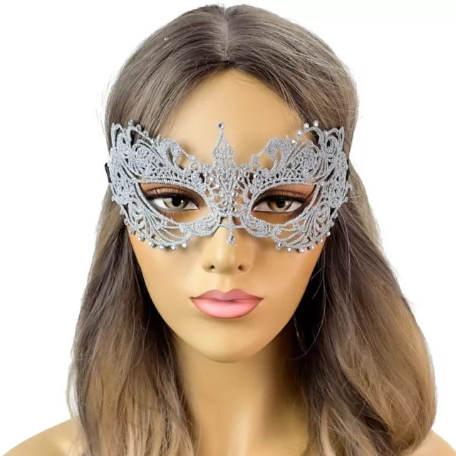 Silver Lace Masquerade Mask for Masquerade Ball Mardi Gras Party Masks