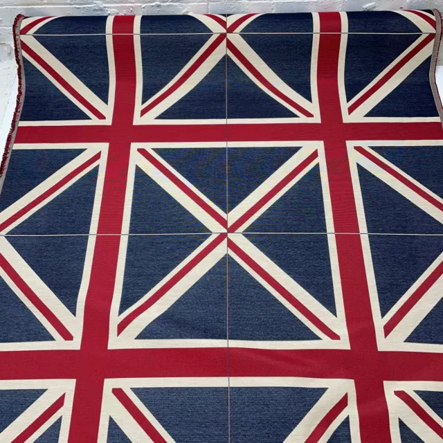 Large Woven Union Jack Flag Heavy Linen Look Upholstery Cushion Panel Fabric Uk 2