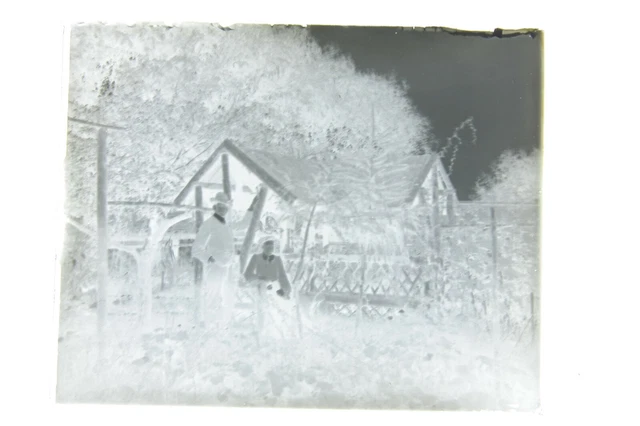 Man Woman Farm BLURRY 4x5" Glass Plate Negative Black & White Photo VINTAGE 1011