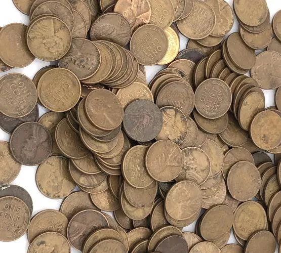 5,000x 1c Lincoln Wheat Cents 1940-1958 P&D $50FV Copper Penny Bag Free Shipping