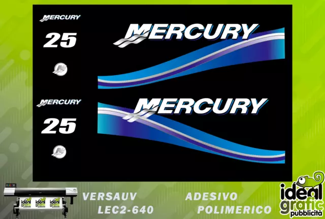 kit adesivi calandra motore fuoribordo mercury 25 cv blu