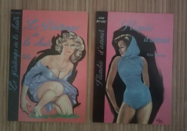 2 carte postale pin up Aslan Le Printemps de la Chair Flambée d'amour