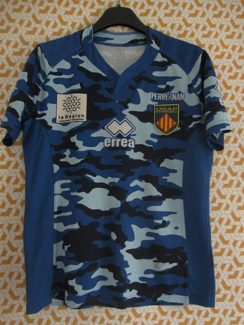 MAILLOT RUGBY LEAGUE PERPIGNAN Languedoc Errea USAP Vintage Jersey