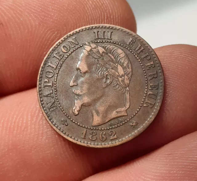 2 Centimes 1862 K Bordeaux, NAPOLÉON III,  Tête Laurée