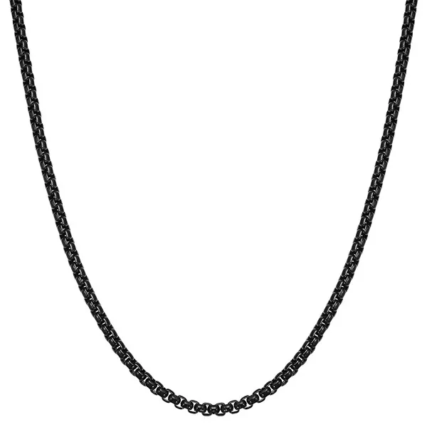 Collana uomo nero acciaio catena lunga 55 cm catenina x 2 mm girocollo inox g