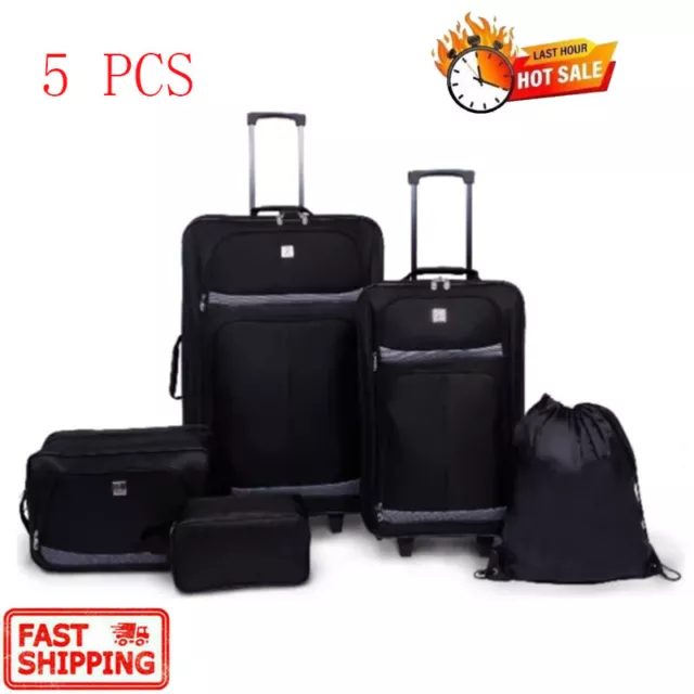 5 PCS Luggage Set Suitcase Carry On Rolling Trolley Spinner Expandable Travel US