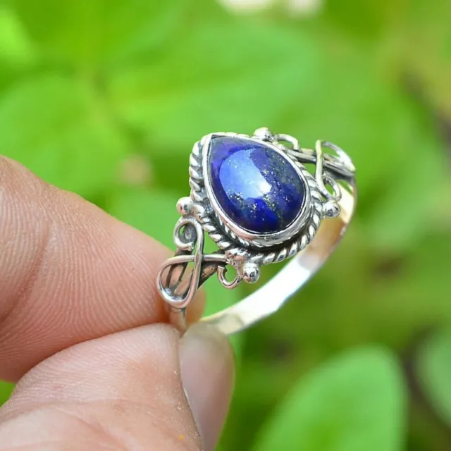 Lapis Lazuli Gemstone 925 Sterling Silver Handmade Ring Jewelry All Size SE-189