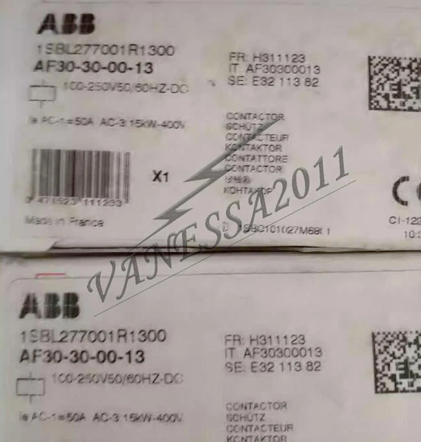 One New ABB Contactor AF30-30-00-13 100-250V AC/DC 1SBL277001R1300