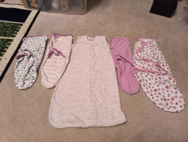 Swaddle Me Small / Medium Baby Sleep Sacks Lot Of 3, Plus 1 Large, 1 Small HALO