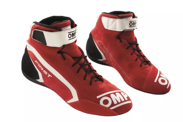 OMP First FIA 8856-2018 Suede Racing Motorsport Schuhe Rot Schwarz