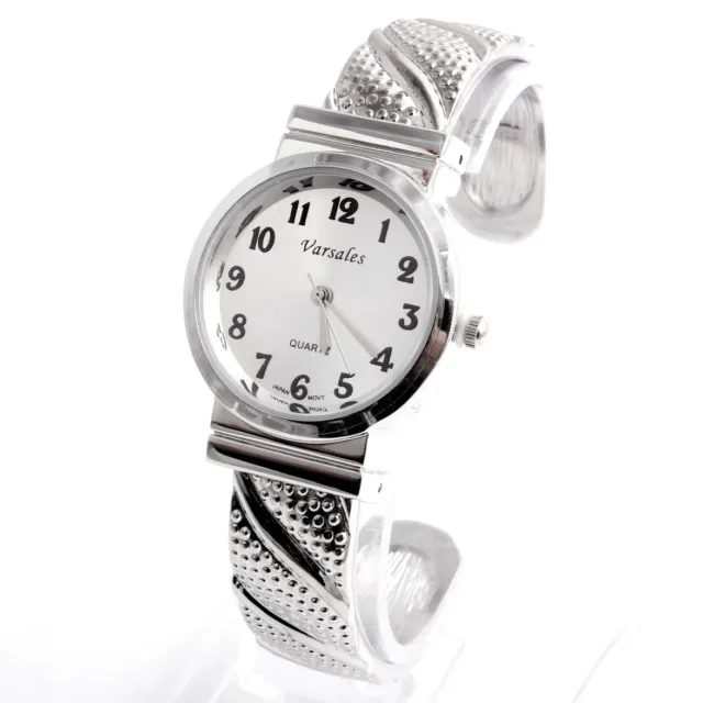 Silver Cuff Watch with 12 numbers