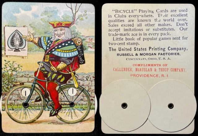 c1891 HIGH GRADE Bicycle 808 Russell & Morgan Ptg Historic Playing Cards Counter