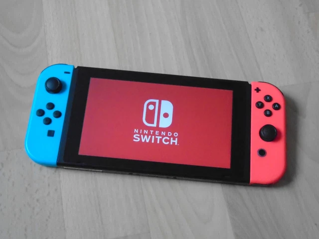Neon Red Blue Nintendo Switch Console Excellent Screen + Case 2017 V1 XAJ7000436 3