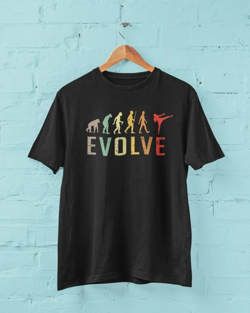 EVOLUTION OF KICKBOXING Divertente Camicia a T Ape To MUAY THAI Combattimento Sport Fitness