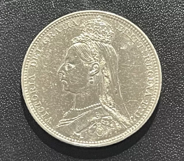 Great Britain 1889 Shilling Silver Coin: Victoria Great Britain 1889 Shilling Silver Coin: Victoria