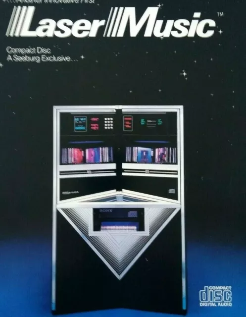 Seeburg LaserMusic Jukebox Flyer Original Phonograph Music Art Promo Brochure