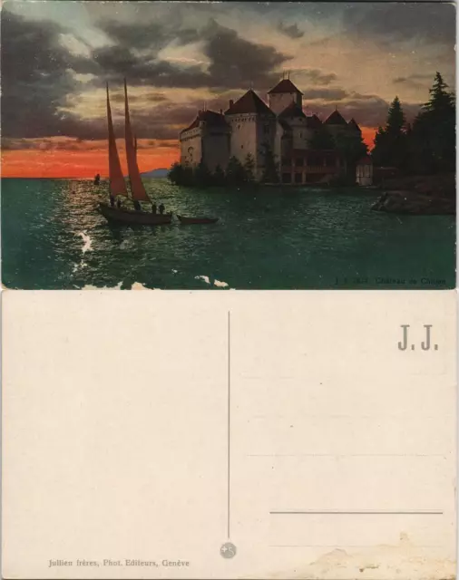 Ansichtskarte Veytaux Schloss Chillon Château de Chillon 1910