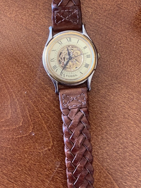FOSSIL SK-5119 SKELETON Quartz Wrist Watch Gold/Mineral  display picture 3
