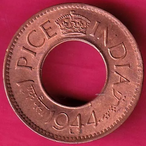 UNC british india king george vi 1944 LAHORE MINT one pice copper coin  #V273