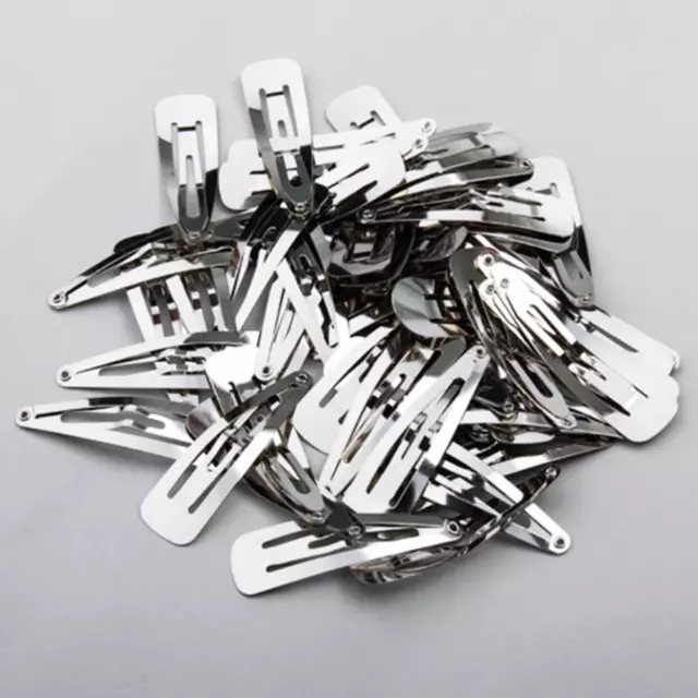 50x/lot Silver Metal Snap Prong Hair Clips For Hair Craft new DIY h 30/40/ T0M0