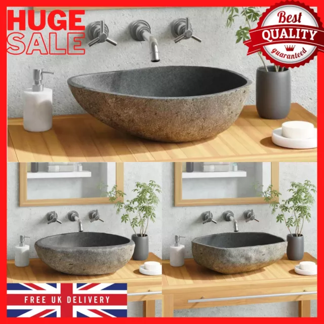 Natural River Stone Basin Oval Washroom Cloakroom Wash Bathroom Sink Multi Sizes