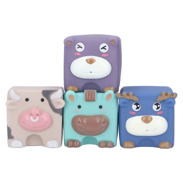 4pcs Soft Stacking Building Blocks Cute Cartoon Animal Shaped Teething Squee Hot
