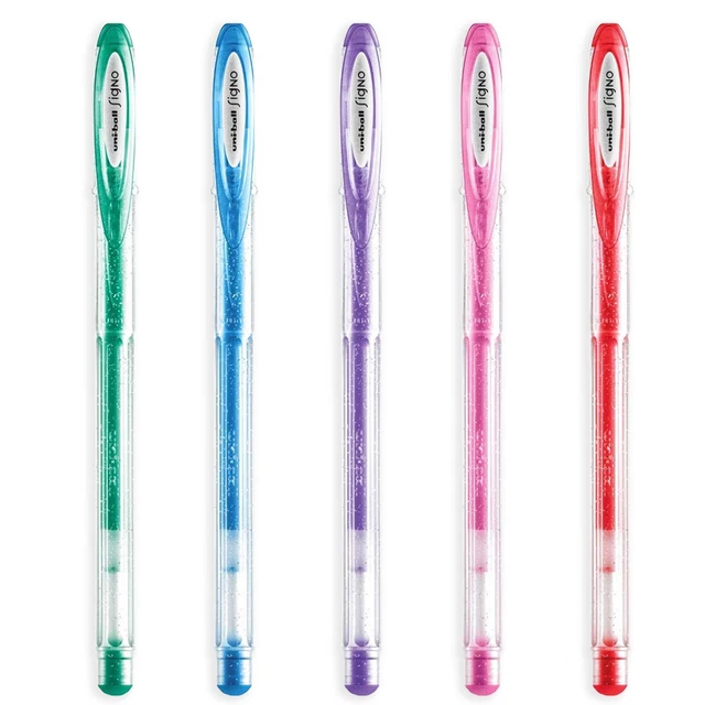 Lot De 6 Stylos Uni-Ball Signo Gel Grip 0.7 Mm - Encre Gel Résistante - 3 Noirs, 2 Bleus, 1 Rouge
