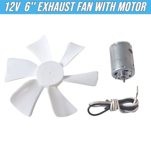6& 12V RV Vent Motor Bath Exhaust Fan Blade Home Bathroom Roof Mobile