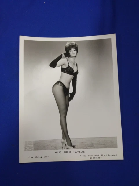 vtg 1960s Julie Taylor Burlesque performer leggy busty heels promo photo 8x10 #5