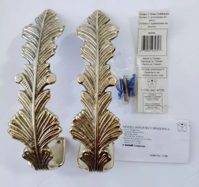 Pair Solid Brass Curtain Tie Back Leaf Design Curtain Tieback Home Decor Levolor