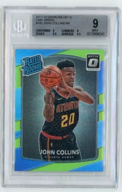2017-18 Donruss Optic John Collins Lime Green Rated Rookie RC /175 BGS