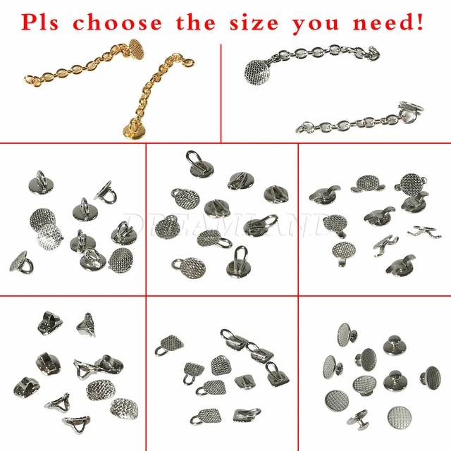 10PC Dental Orthodontic Lingual Buttons Bond Round Mesh Base Traction Chain YGF